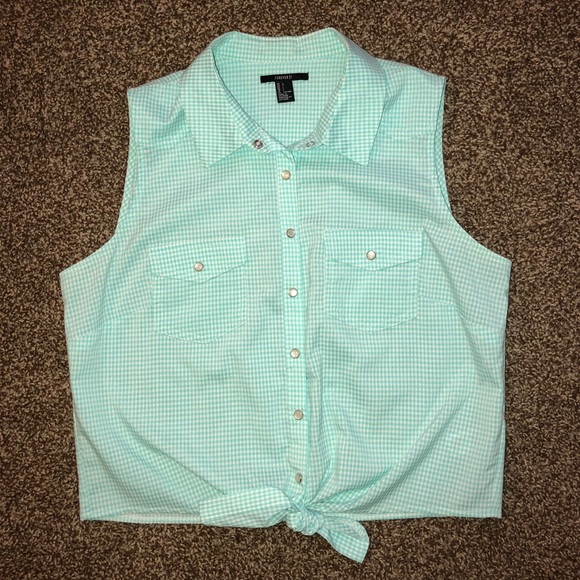 Forever 21 Button Down Top Sz L - Picture 1 of 3